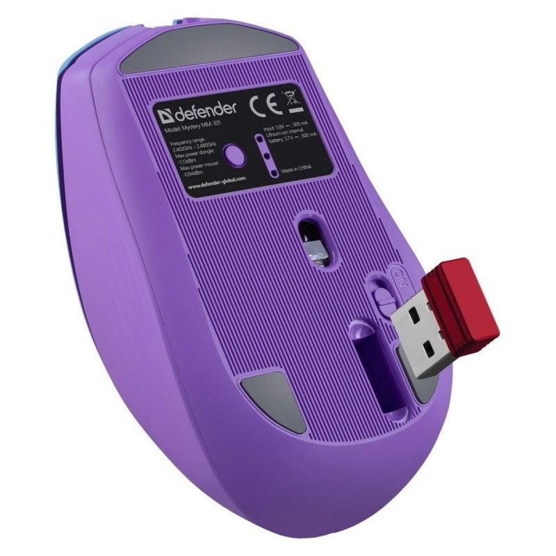 Ratón Bluetooth Inalámbrico Defender MISTERIO MM-301 Púrpura