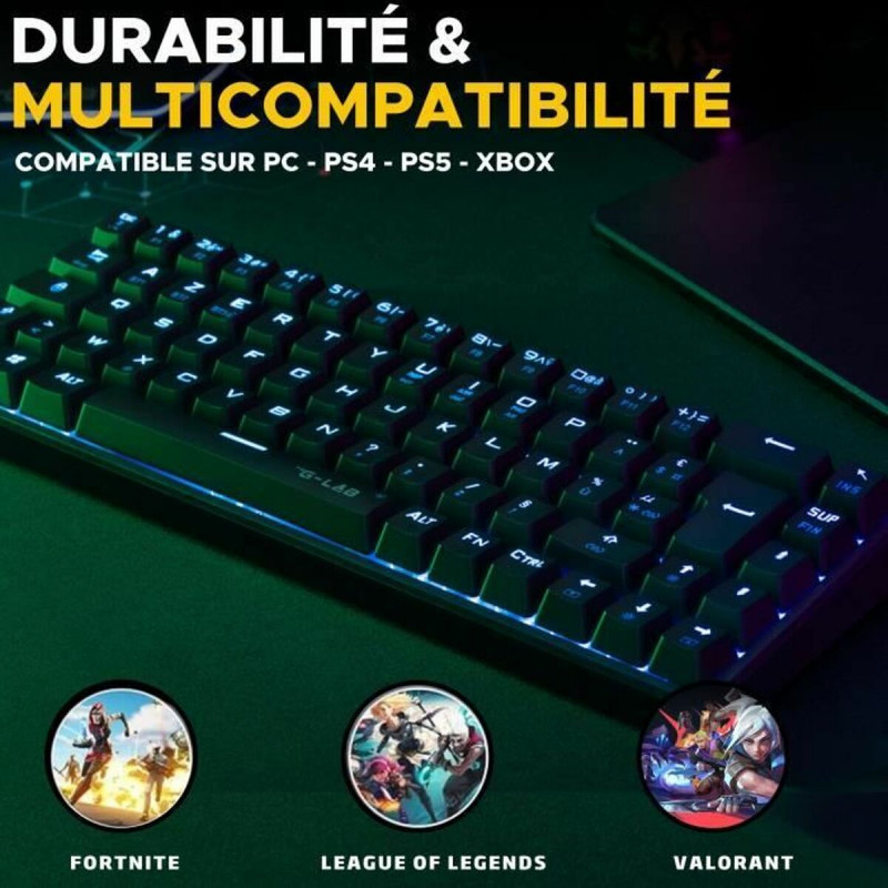 Teclado Gaming The G-Lab KEYZ TITAN Negro AZERTY