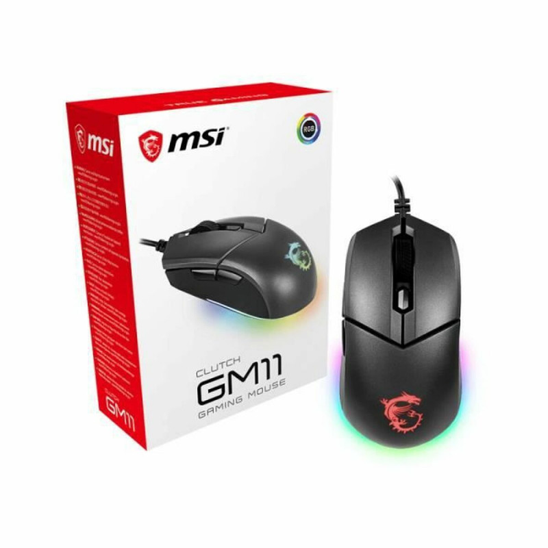 Ratón Gaming MSI Clutch GM11 Con cable Negro Luces